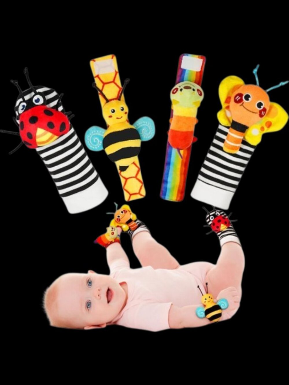 NEW Infinno Baby Wrist Rattle and Foot Finder Socks Set Infant Learning 0-12